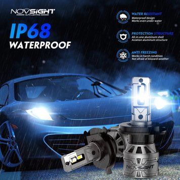 LED-лампи для автомобільних фар H4 13000LM NOVSIGHT 6500K 60W H4 фото